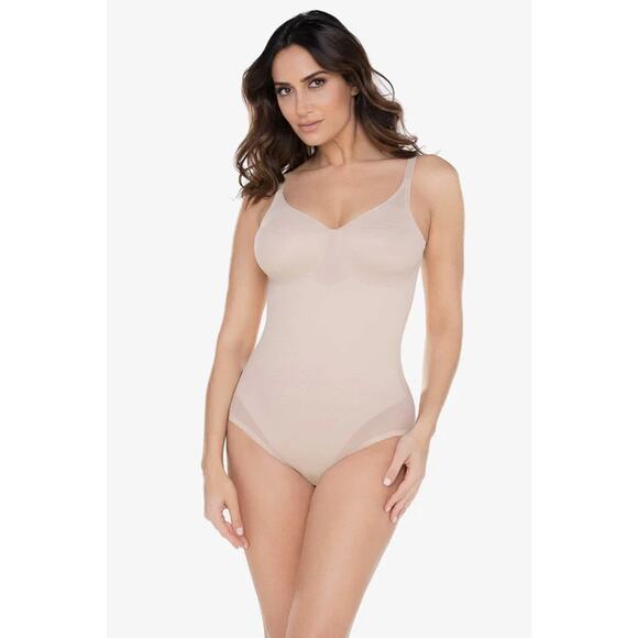Miraclesuit Size 36B Shaping Nude Underwire Bodysuit Extra Firm Sheer Panels - Picture 1 of 4